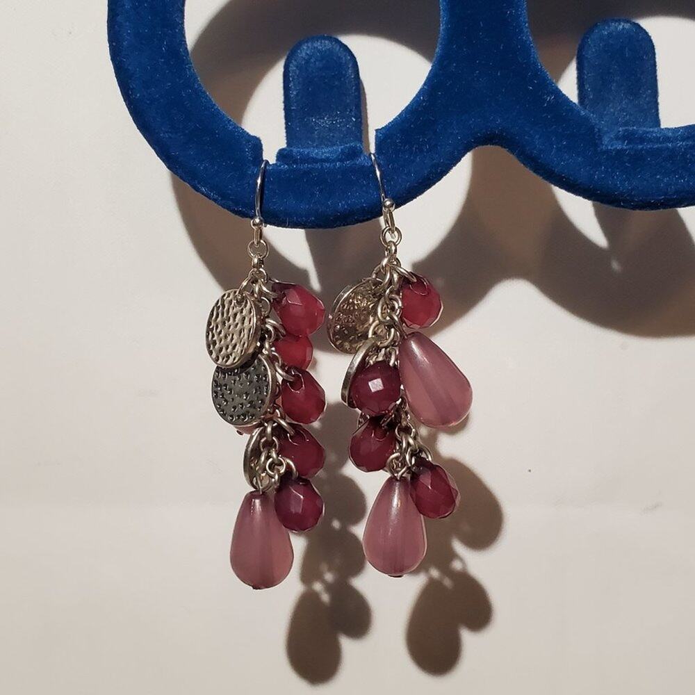 Unbranded Fuchsia Beaded Necklace Earring Costume Jewelry Set - Picture 8 of 11